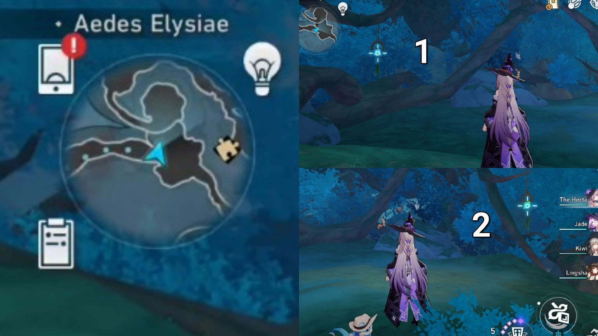 The 1st and 2nd wind chimes to hit in the central area of the Membrance Maze (Image via HoYoverse)